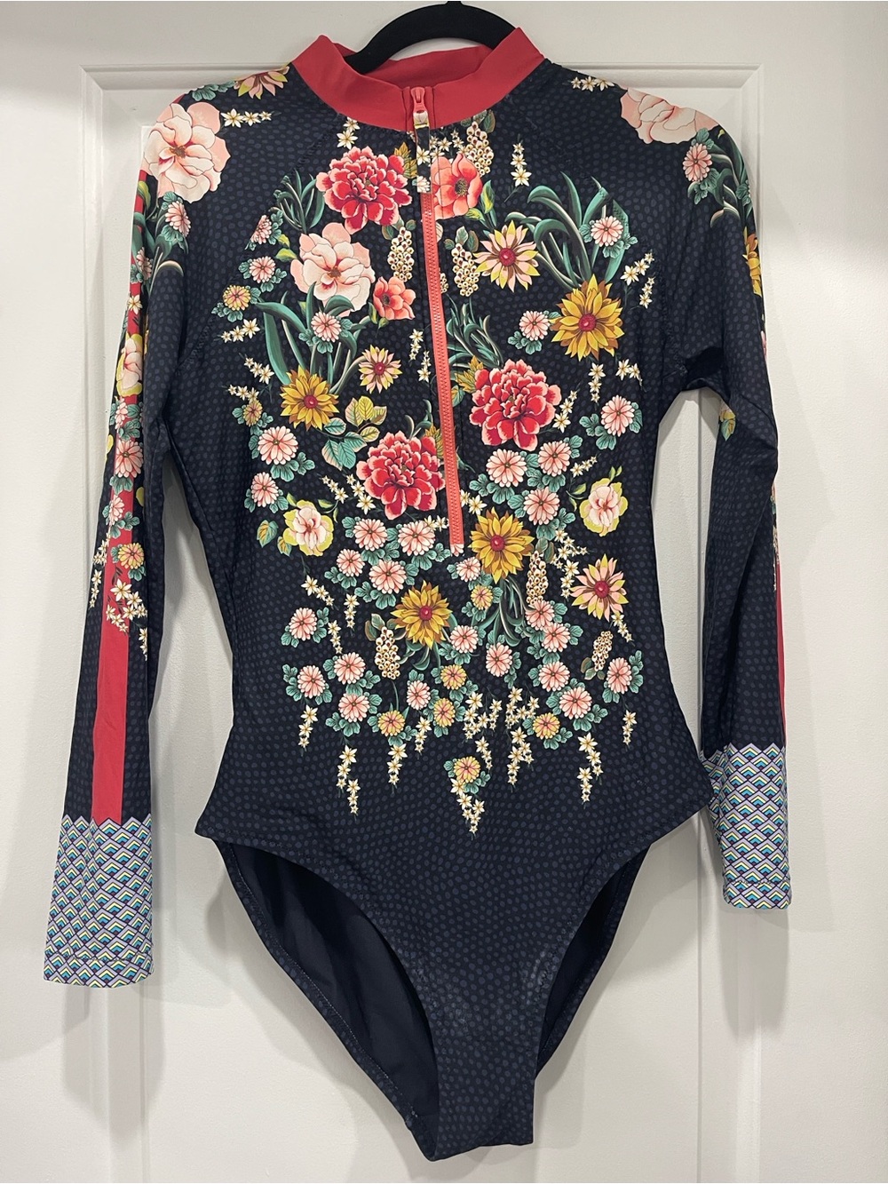 Johnny Was Navy Surf One Piece w/ front zip.